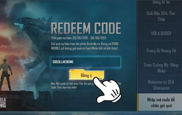 nhập code pubg