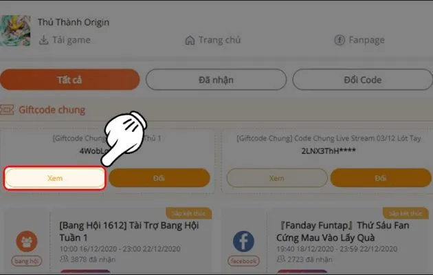 code thủ thành origin